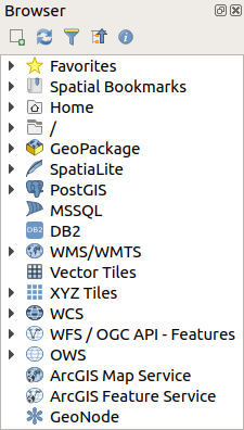 pannello browser interfaccia utente te qgis