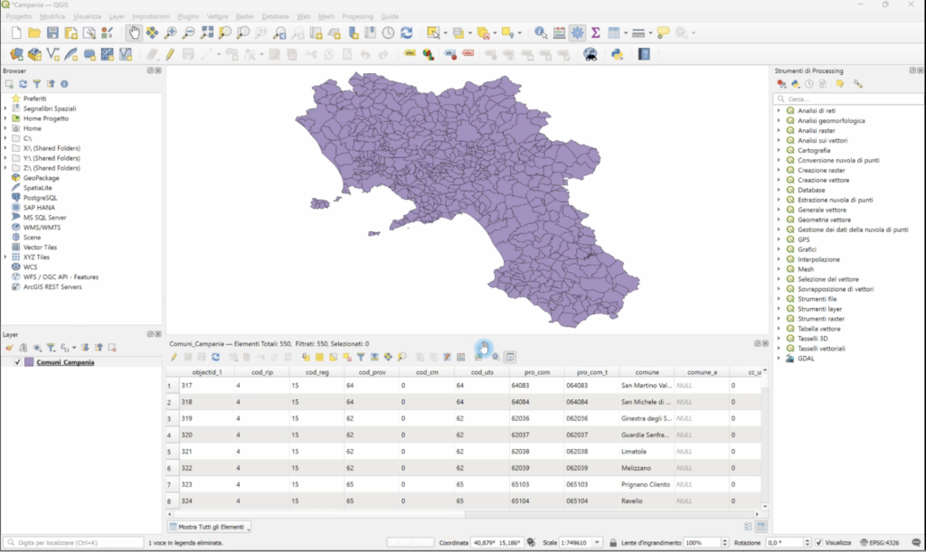 Caricare Layer Vettoriale QGIS