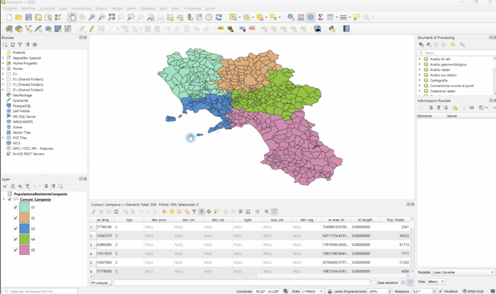 Caricare Layer Vettoriale QGIS